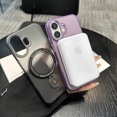 Frosted Translucent Magnetic Ring 360° Stand iPhone Case