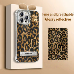 Borderless bear leopard print stand iPhone case