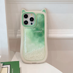 Cat Ear Gradient Flowing Beads iPhone Case