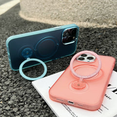 Frosted Translucent Magnetic Ring 360° Stand iPhone Case