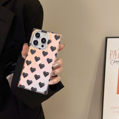 Clear Laser Heart Square iPhone Case