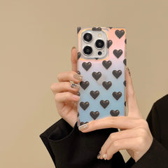 Clear Laser Heart Square iPhone Case