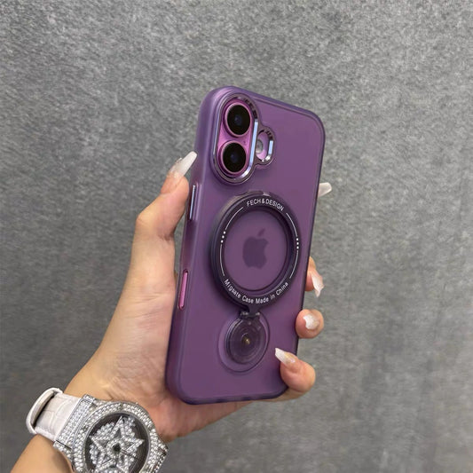 Frosted Translucent Magnetic Ring 360° Stand iPhone Case