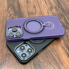 Frosted Translucent Magnetic Ring 360° Stand iPhone Case