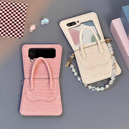 Crocodile print handbag style Samsung flip case