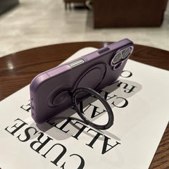 Frosted Translucent Magnetic Ring 360° Stand iPhone Case