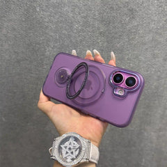 Frosted Translucent Magnetic Ring 360° Stand iPhone Case