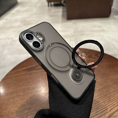Frosted Translucent Magnetic Ring 360° Stand iPhone Case