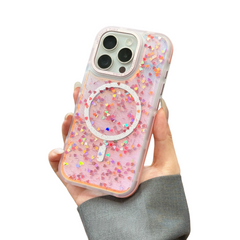Colorful drops laser heart magnetic iPhone case