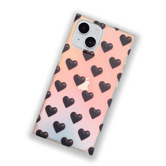 Clear Laser Heart Square iPhone Case