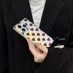 Clear Laser Heart Square iPhone Case