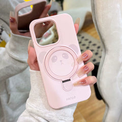 Cute Panda Liquid Silicone Magnetic Stand iPhone Case