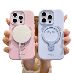 Cute Panda Liquid Silicone Magnetic Stand iPhone Case