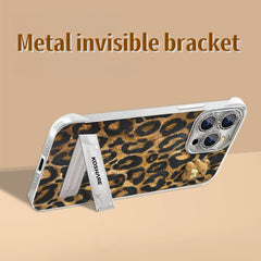 Borderless bear leopard print stand iPhone case