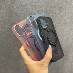 Frosted Translucent Magnetic Ring 360° Stand iPhone Case