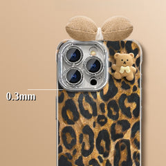 Borderless bear leopard print stand iPhone case