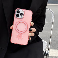Frosted Translucent Magnetic Ring 360° Stand iPhone Case