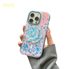 Colorful drops laser heart magnetic iPhone case