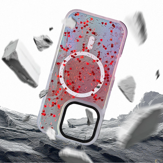 Colorful drops laser heart magnetic iPhone case