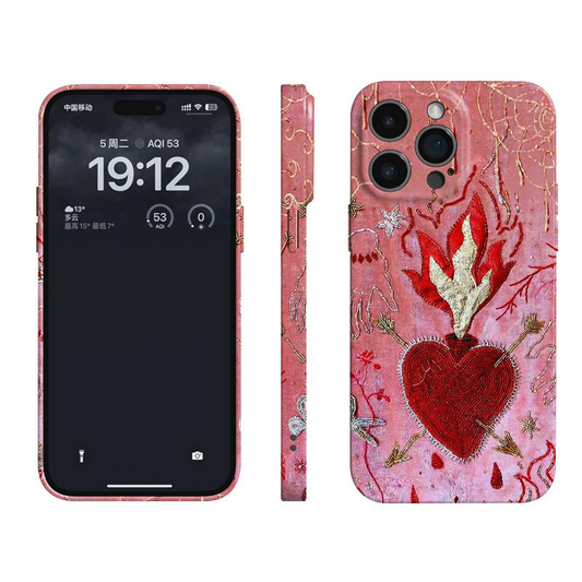 Vintage Flaming Heart iPhone case