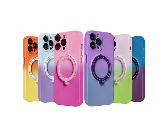 Gradient Magnetic Rotating Stand iPhone Case