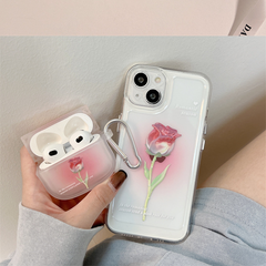 Red Rose Transparent AirPod Case