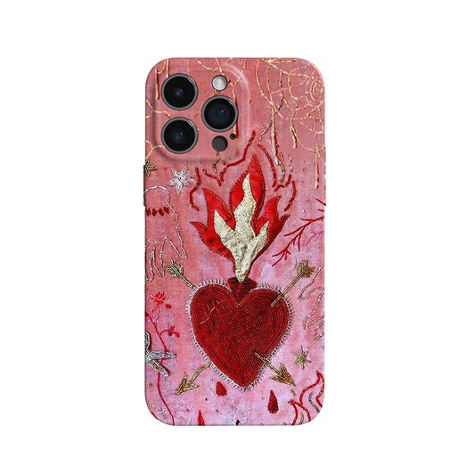 Vintage Flaming Heart iPhone case