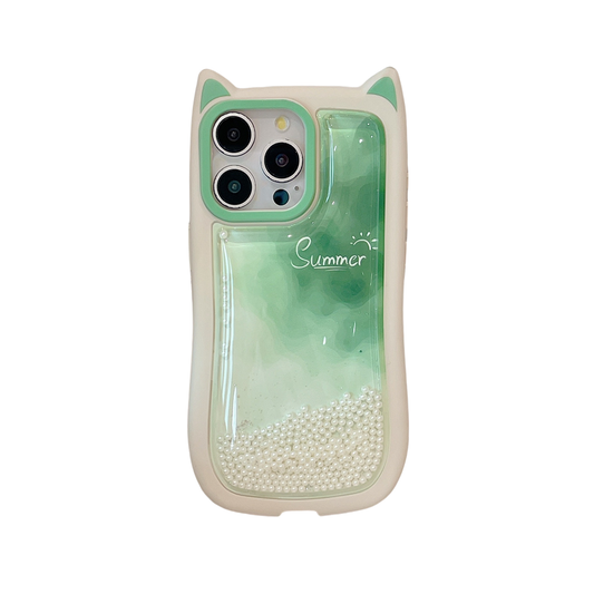 Cat Ear Gradient Flowing Beads iPhone Case