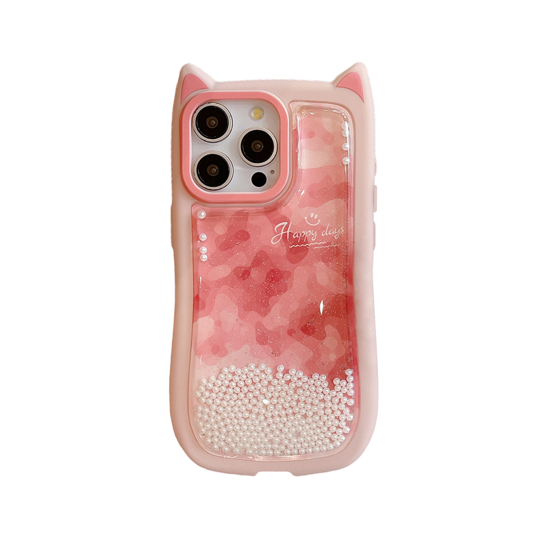 Cat Ear Gradient Flowing Beads iPhone Case