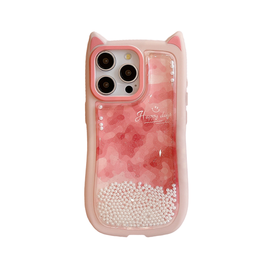 Cat Ear Gradient Flowing Beads iPhone Case