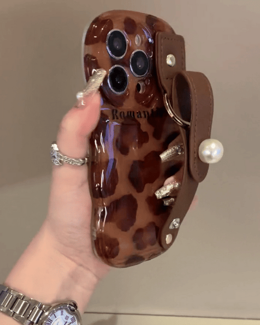 Leopard Print Leather Strap iPhone Case