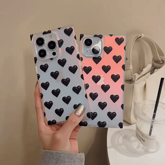 Clear Laser Heart Square iPhone Case