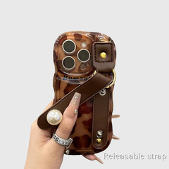 Leopard Print Leather Strap iPhone Case