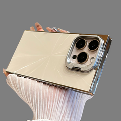 Square Aurora Shining Electroplating Stand iPhone Case