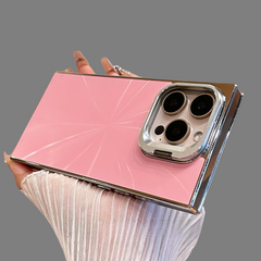 Square Aurora Shining Electroplating Stand iPhone Case