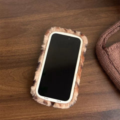 Leopard Furry Kickstand iPhone Case