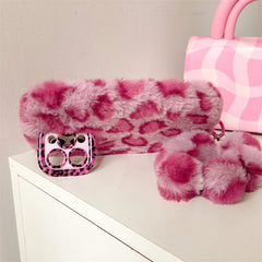 Leopard Furry Kickstand iPhone Case