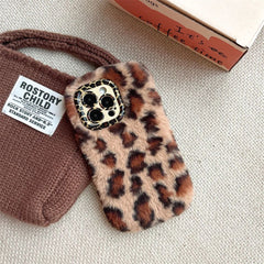 Leopard Furry Kickstand iPhone Case
