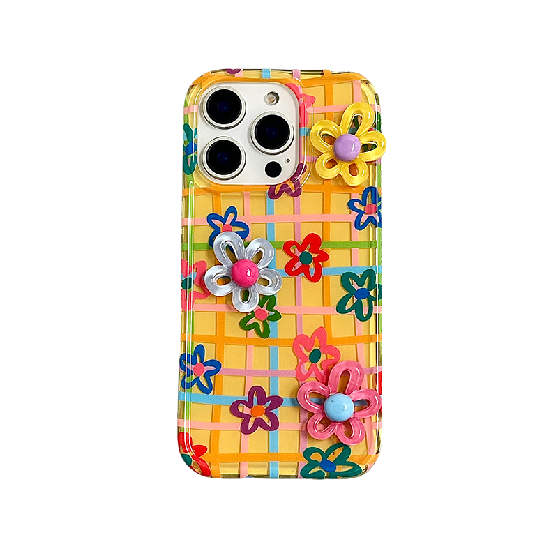 Dopamine Gingham Floral iPhone Case