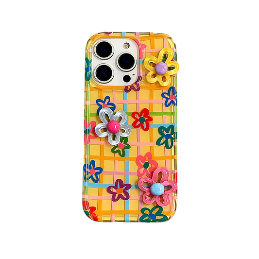 Dopamine Gingham Floral iPhone Case