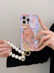 Oil Painting Texture Floral iPhone Case with Phone Strap