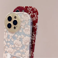 Wrinkled Gold Circle Floral iPhone Case