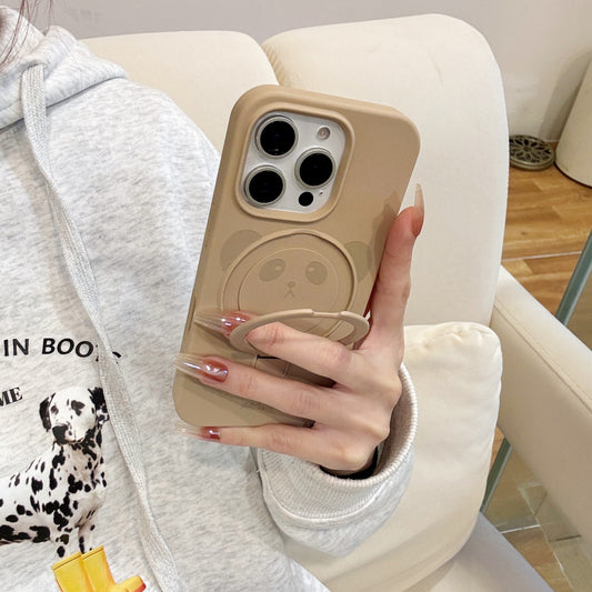 Cute Panda Liquid Silicone Magnetic Stand iPhone Case