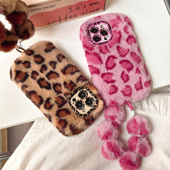 Leopard Furry Kickstand iPhone Case
