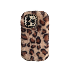 Leopard Furry Kickstand iPhone Case