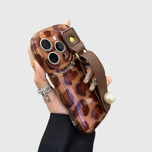 Leopard Print Leather Strap iPhone Case