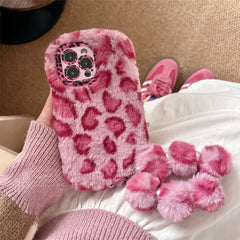 Leopard Furry Kickstand iPhone Case
