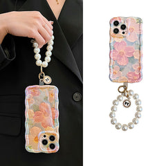 Oil Painting Texture Floral iPhone Case with Phone Strap