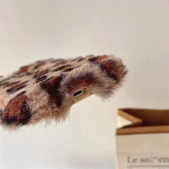 Leopard Furry Kickstand iPhone Case