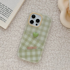 Minimalist Plaid 3D Heart iPhone Case